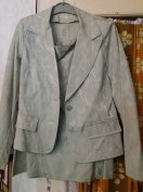 Almazöld, mintás brokát elegáns kosztüm S- 40
