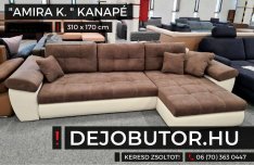 Amira mini sarok kanapé ülőgarnitúra 310x170 cm ágyazható barna