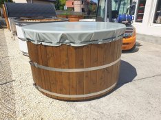 Antik dió 200cm fürdő dézsa 7-8 személyes dézsafürdő ponyva fedéllel
