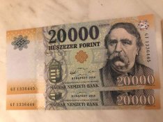 Bank által kibocsátott hibátlan2 db 20.000 Ft-os sorszámkövetős