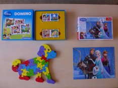 Dominó készlet,Jégvarázs puzzle,fából készült kutya