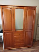 Erdélyi tömör fa franciaágy + gardrób szekrény + éjjeli szekrény