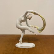 Herendi porcelán figura, balerina, kézzel festett, javított 15734