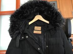 Női steppelt kabát szőrme kapucnis L méret jó állapotban olcsón eladó