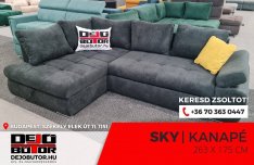 Sky sarok kanapé ülőgarnitúra 265x175 cm rugós ágyazható fekete