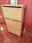Szép cipősszekrény, állítható 3 szintes cipőtartó, tölgyfa színű