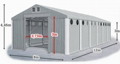 Téli-nyári raktársátor, garázs, tároló sátor 8mx12m/3m
