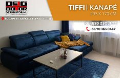 Tiffi sarok kanapé ülőgarnitúra 293x175 cm rugós ágyazható kék