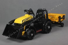 Traktor 6V sárga elektromos kisautó / utánfutó, soft start