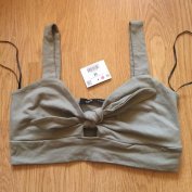 Új khakizöld khaki zöld megkötős pamut top croptop crop