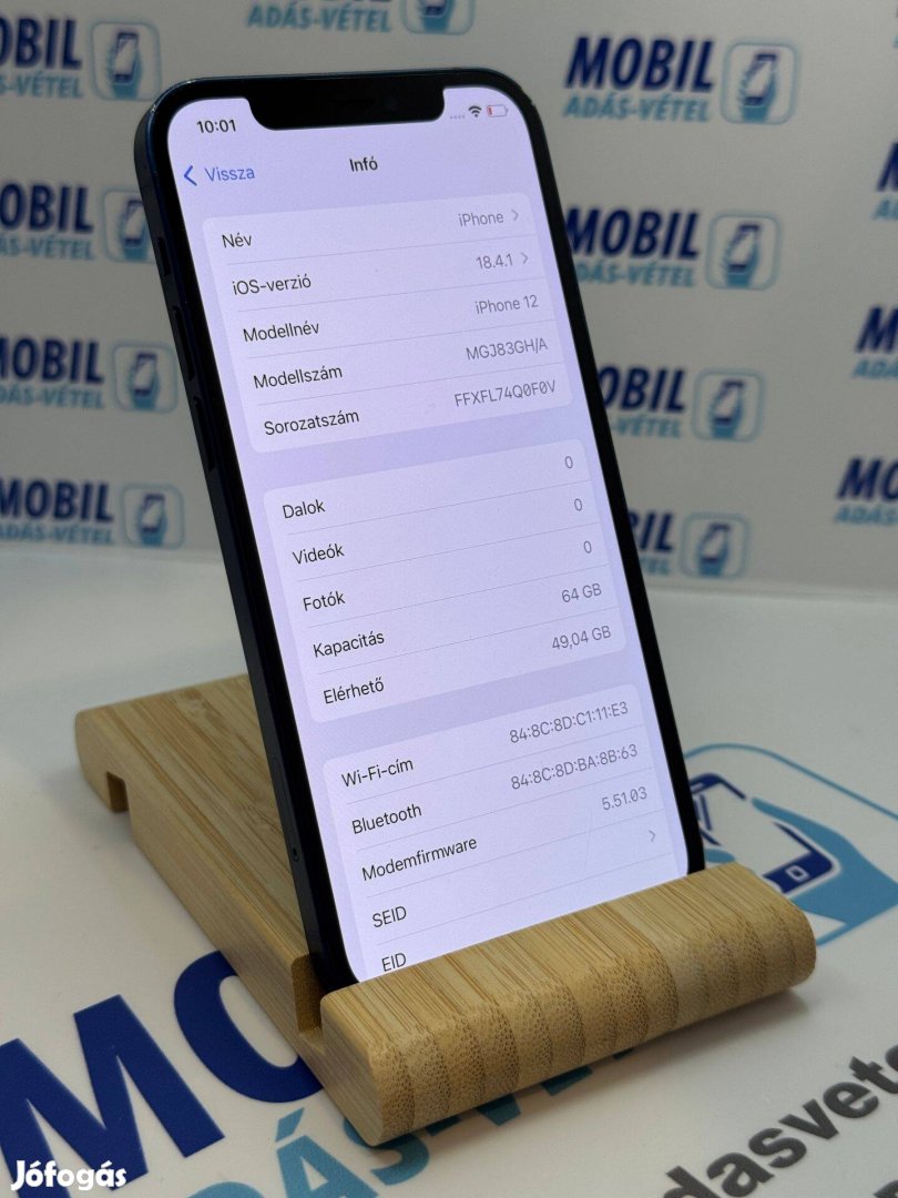 014 Apple iphone 12 64GB, 100% akkumulátor, 12 hónap garancia!