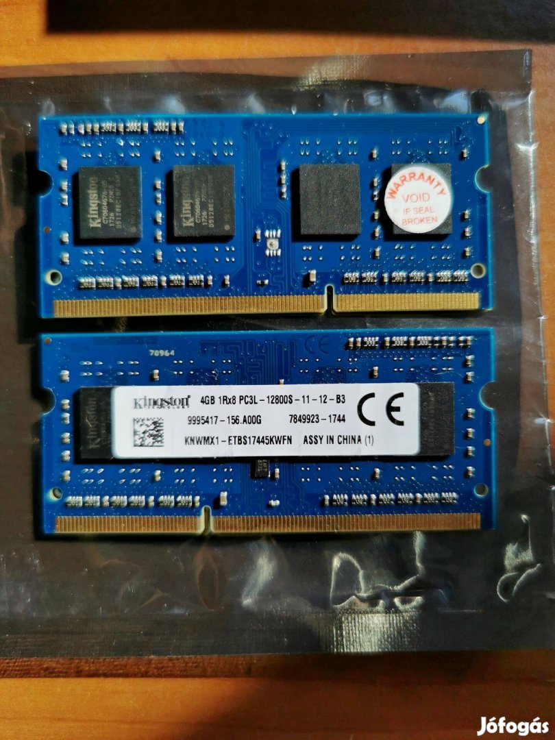 06/2 Kingston Knwmx1-ETB 8GB 3 hónap garancia PC3L DDR3 ram memória