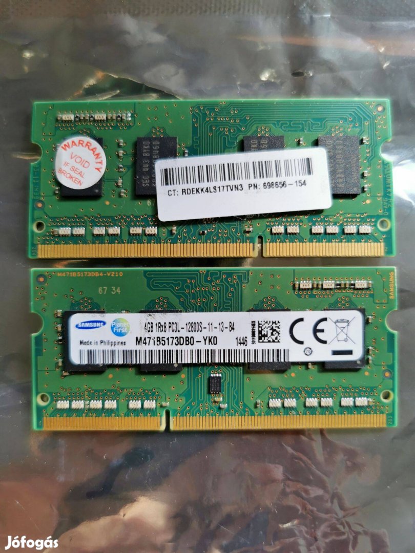 07/2 Samsung M471B5173DB0 8gb 3 hónap garancia PC3L DDR3 ram memória
