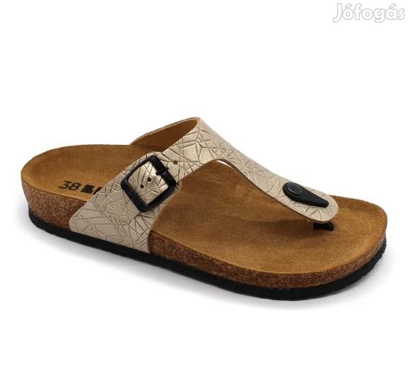 0Ft kiszállítás! Leon Comfortstep 4080 arany NŐI BŐR PAPUCS 36-40