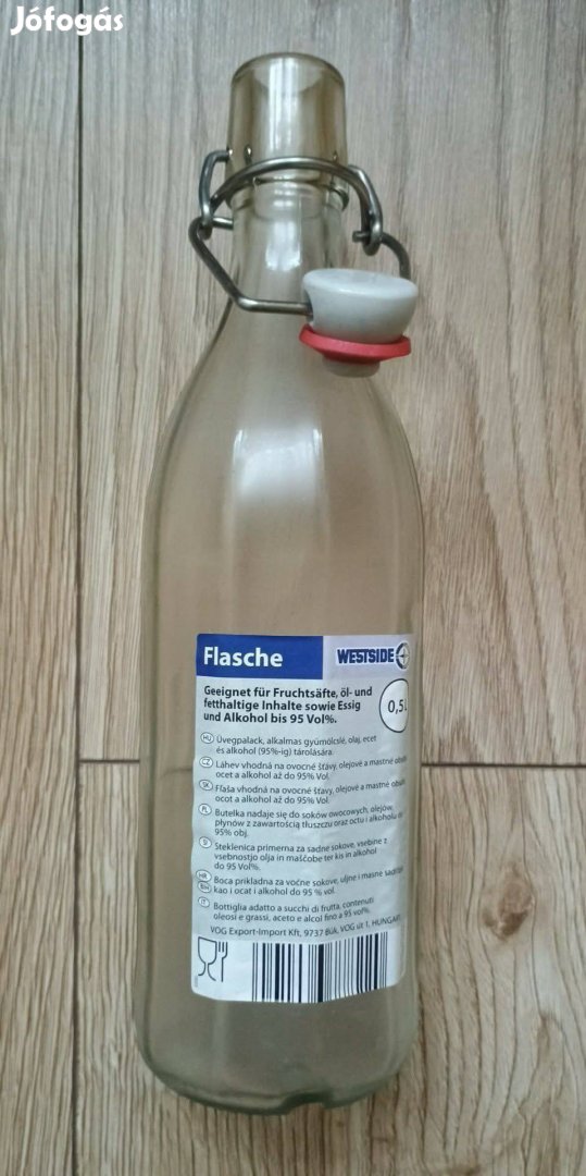 0,5 literes csatos üveg, szögletes, új eladó