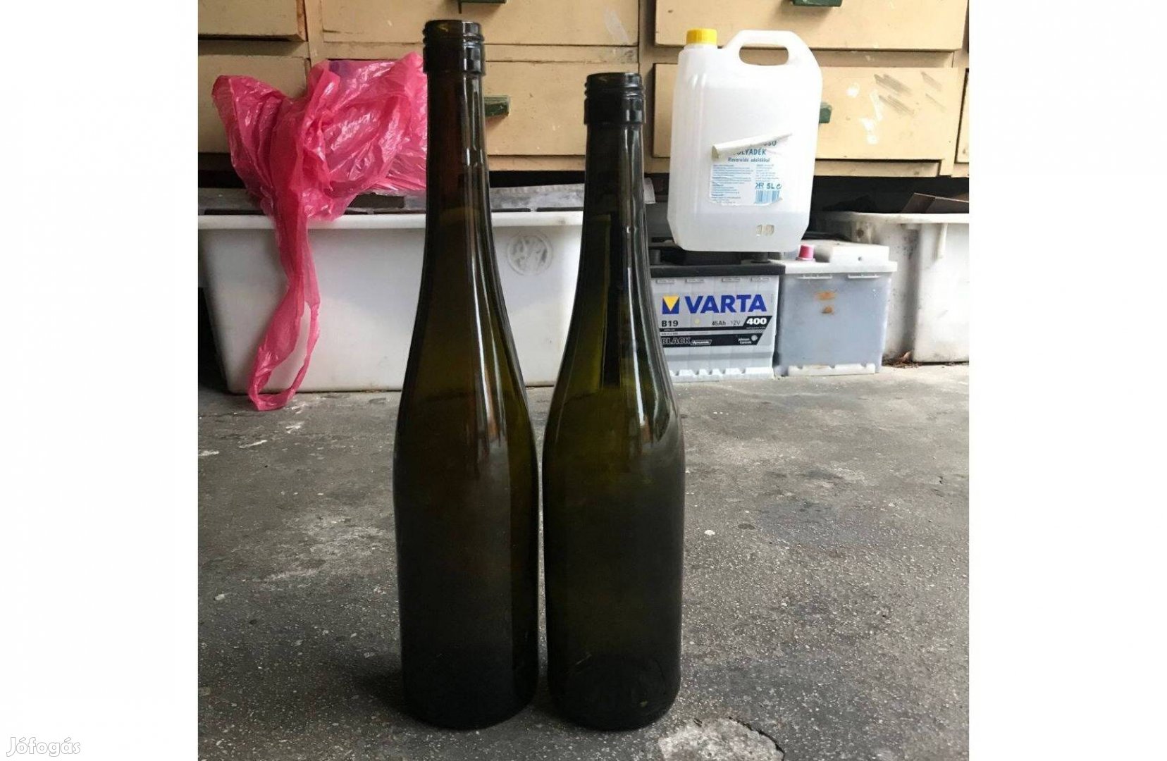 0,75 literes rajnai üveg palack (hosszú nyakú), zöld,csavarzáras boros