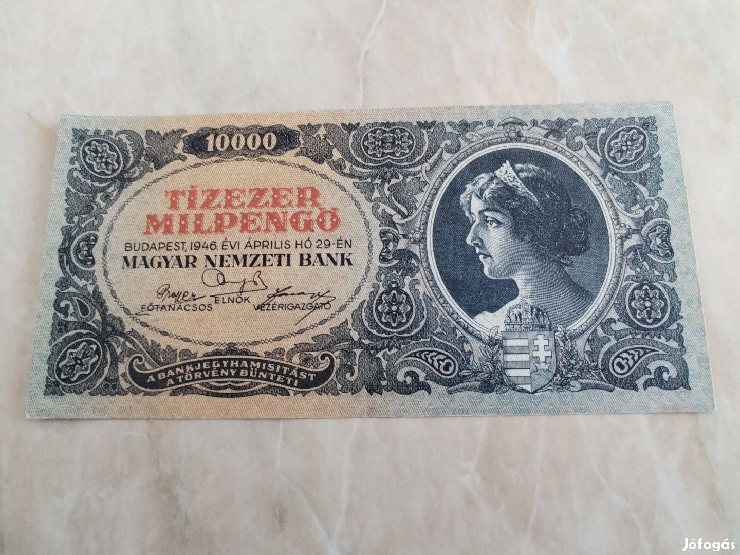 10000 Milpengő papírpénz 1946-os szép állapotban