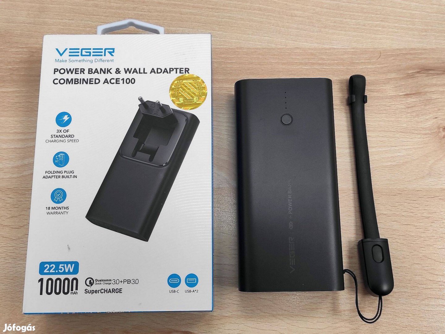 10000 mAh powerbank és töltő 2in1 egyben