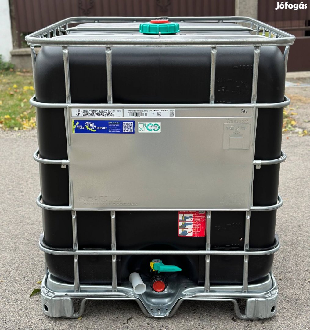 1000 literes IBC tartály (fekete) - esővízgyűjtő tartály