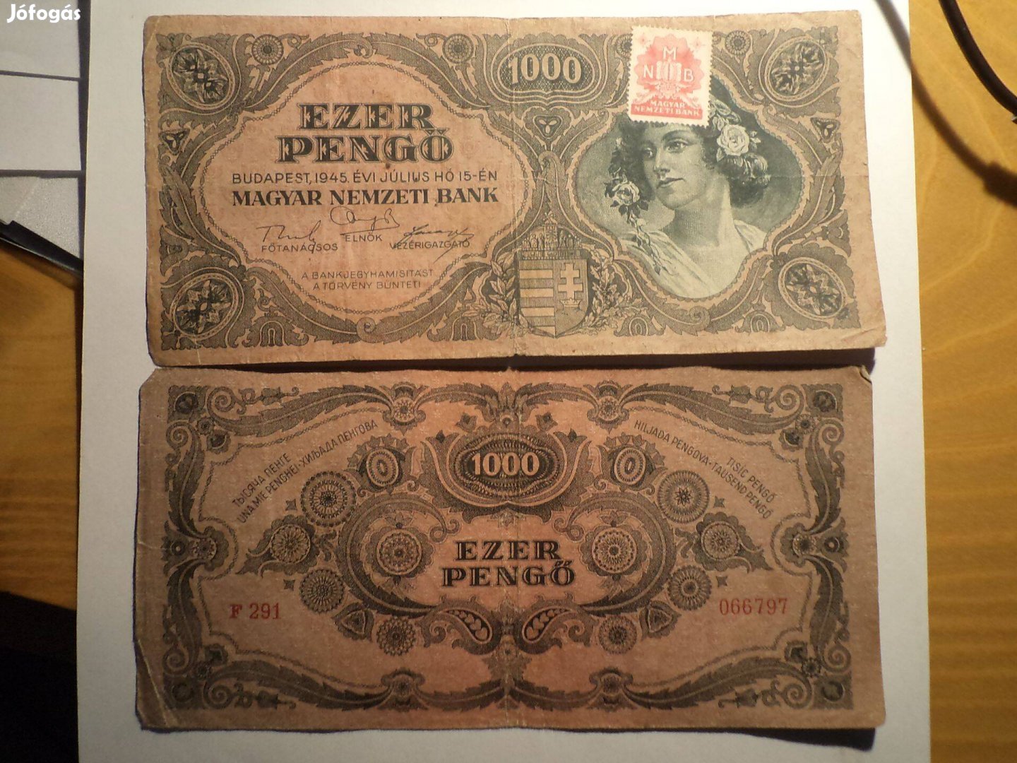 1000 pengő /bélyeges/ eladó