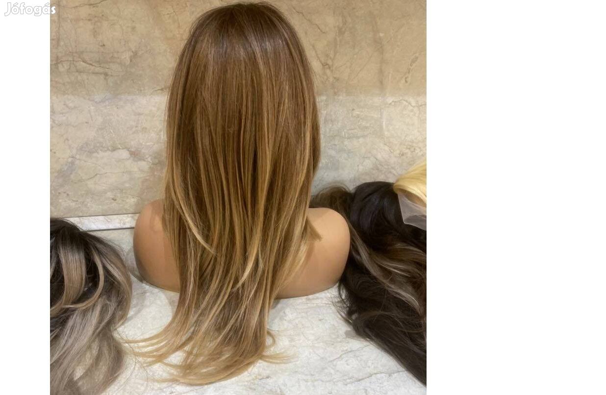 100% emberi haj paróka eladó féláron - szőke - barna balayage