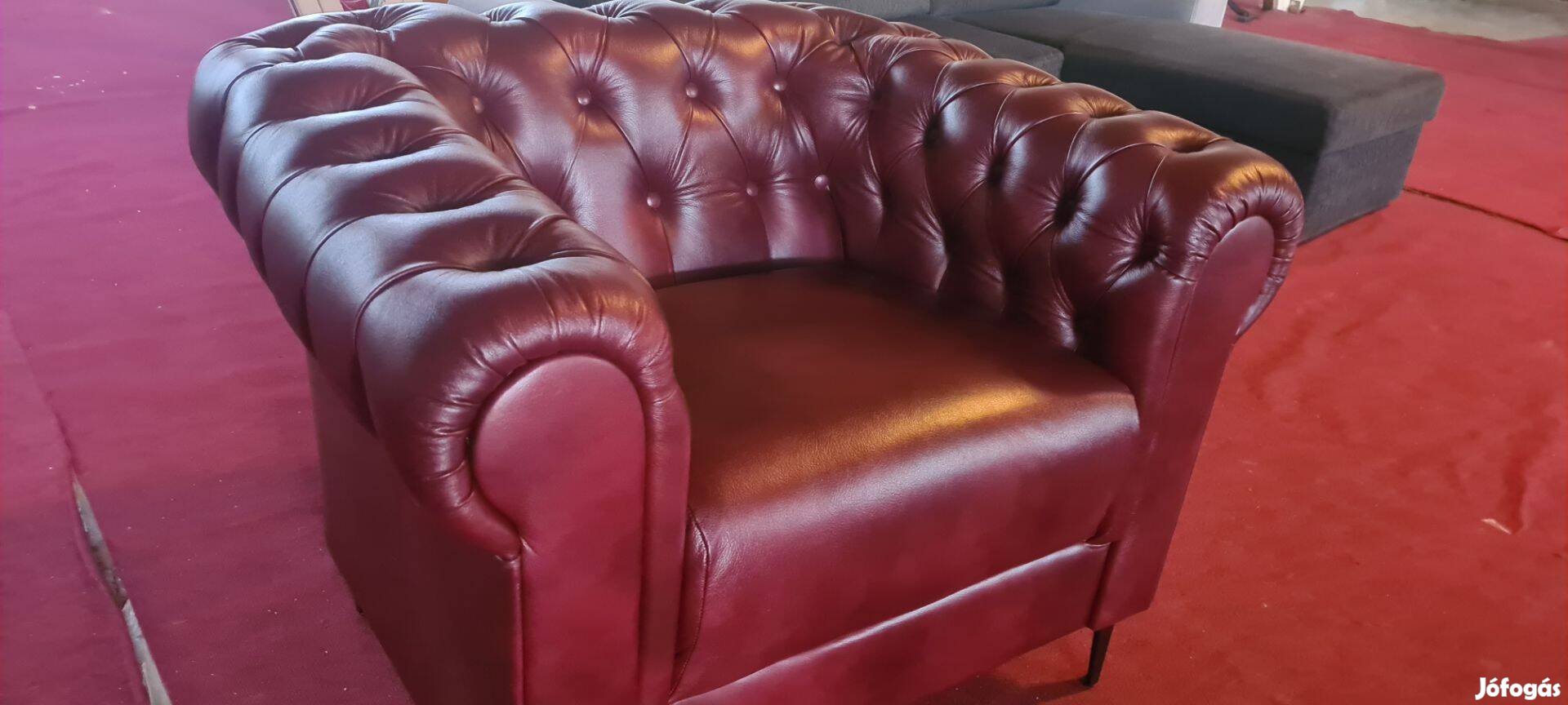 100% marhabőr,100% kézimunka:)Új chesterfield bőr fotel 250eft