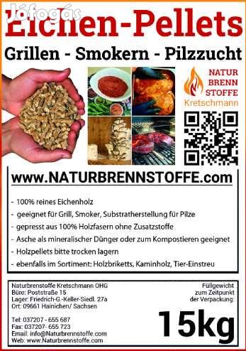 100%-os tisztaságú élelmiszeripari Tölgyfa pellett 15kg (3797)