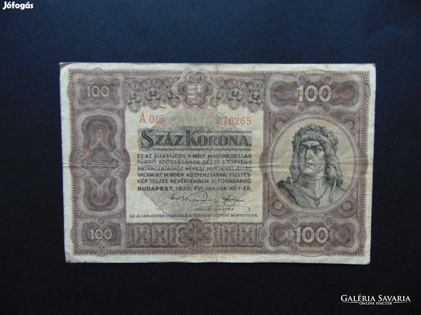 100 korona 1920 A 015