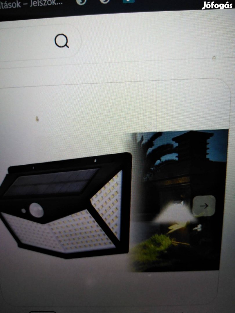 100 ledes napelemes fali lámpa mozgásérzékelővel, 4 LED panelle 2500ft