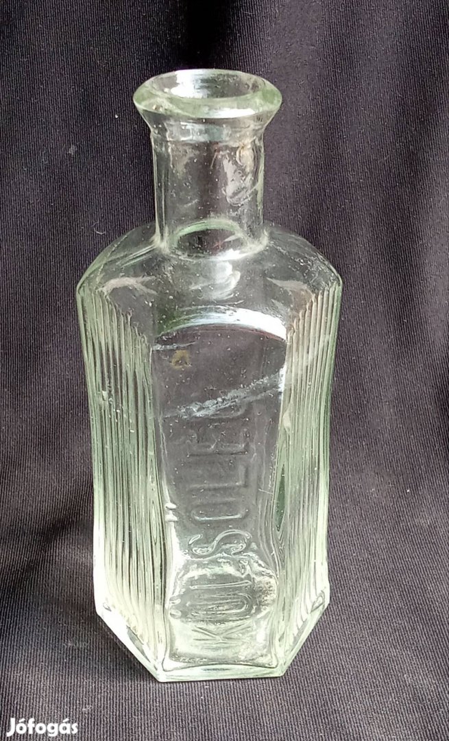 100 ml-es külsőleg feliratú régi hatszögletű patikai üveg 
