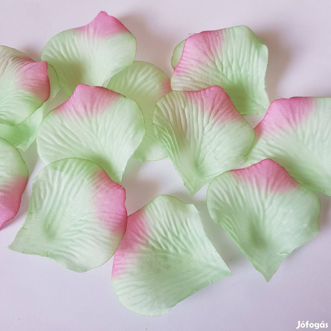 100db-os textil virágszirom, rózsaszirom, szirom csomagok Zöld-Rózsa