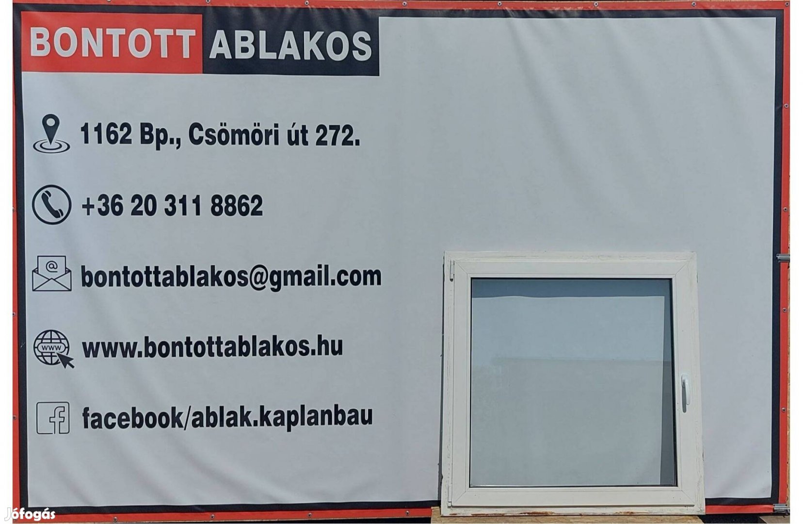 100x100 cm közeli!!! bontott műanyag egyszárnyas bukó-nyíló ablak