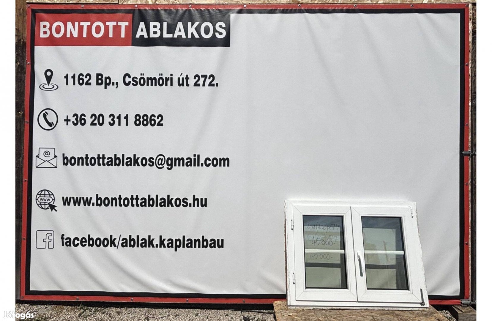 100x80 cm közeli! méretű bontott műanyag kétszárnyas bukó-nyíló ablak