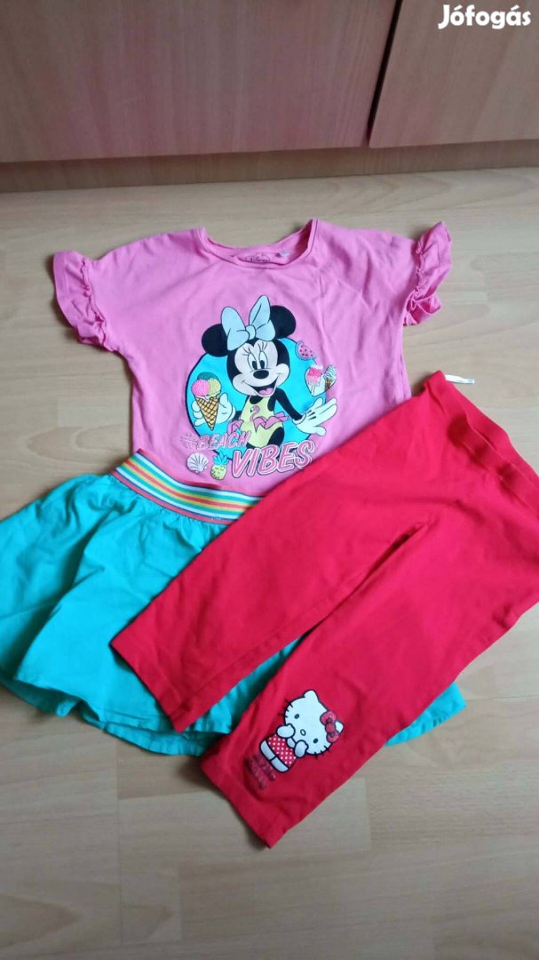 104-110 kb lány rövid ujjú póló szoknya leggings együtt 800