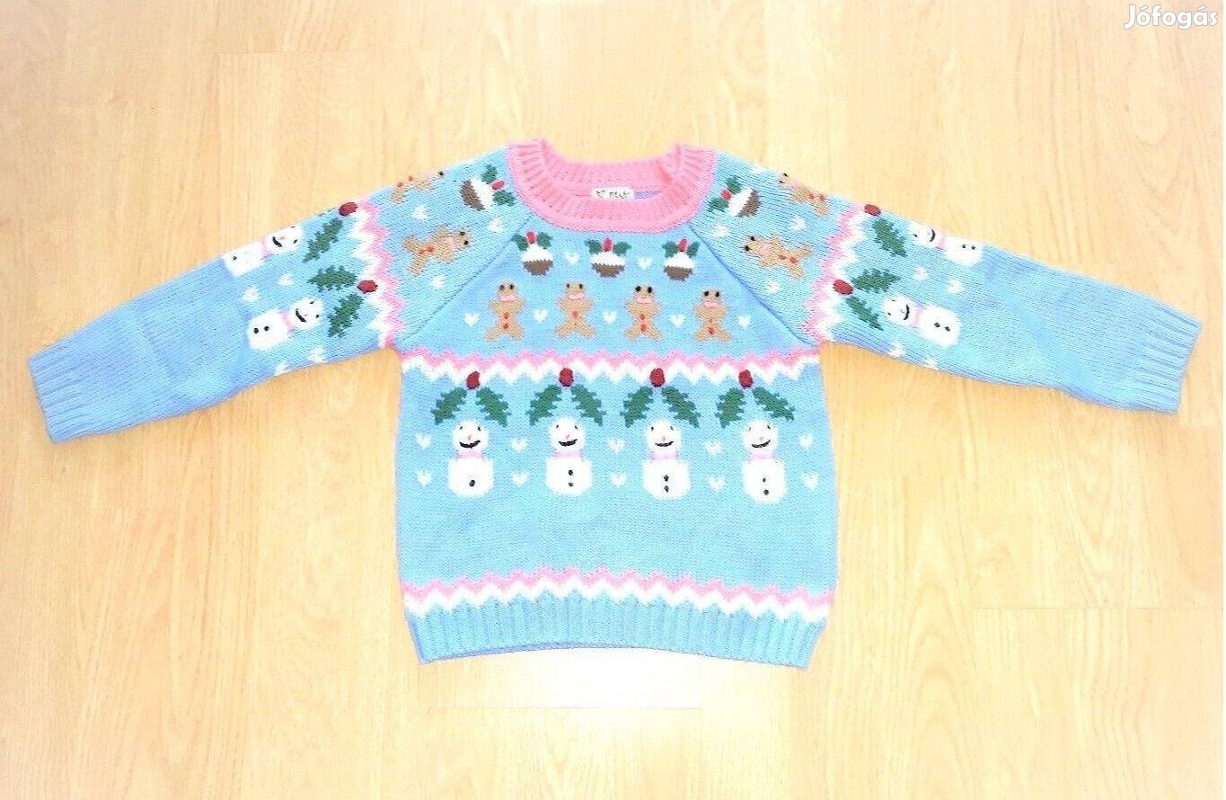 104/110 új cuki hóemberes kötött pulóver pulcsi felső