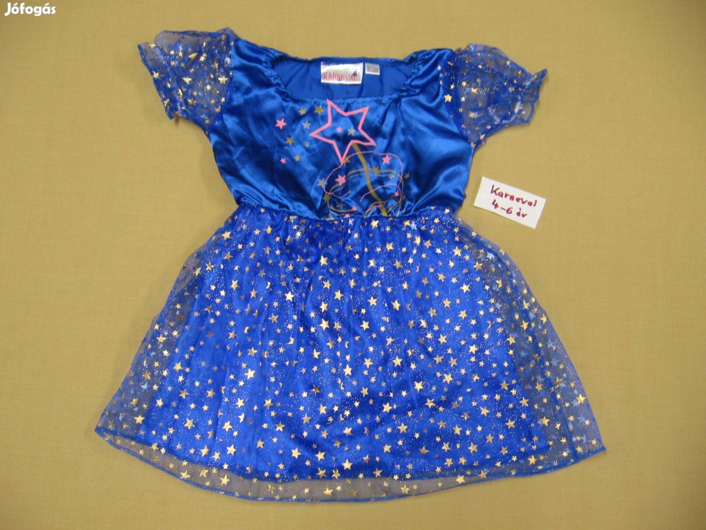 104-116-os kislány tüllös, kék, aranycsillagos karneválos