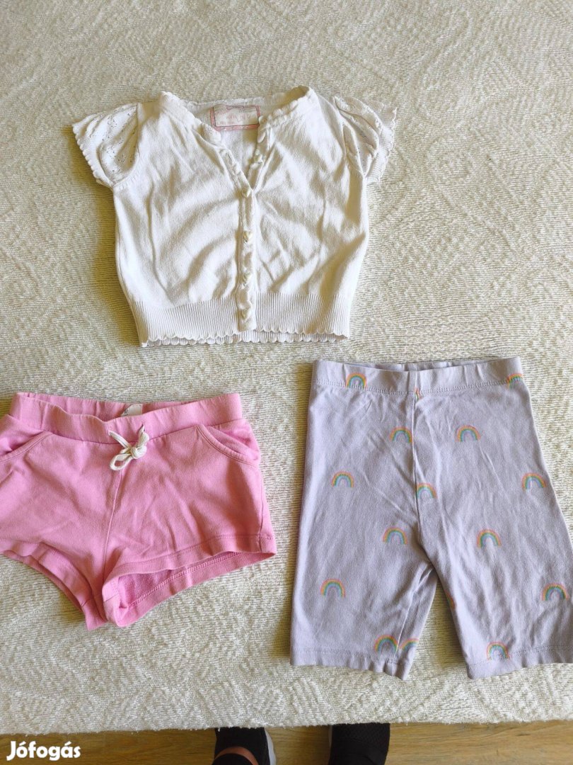 104-es lányka 2 db nadrág fehér pulóver