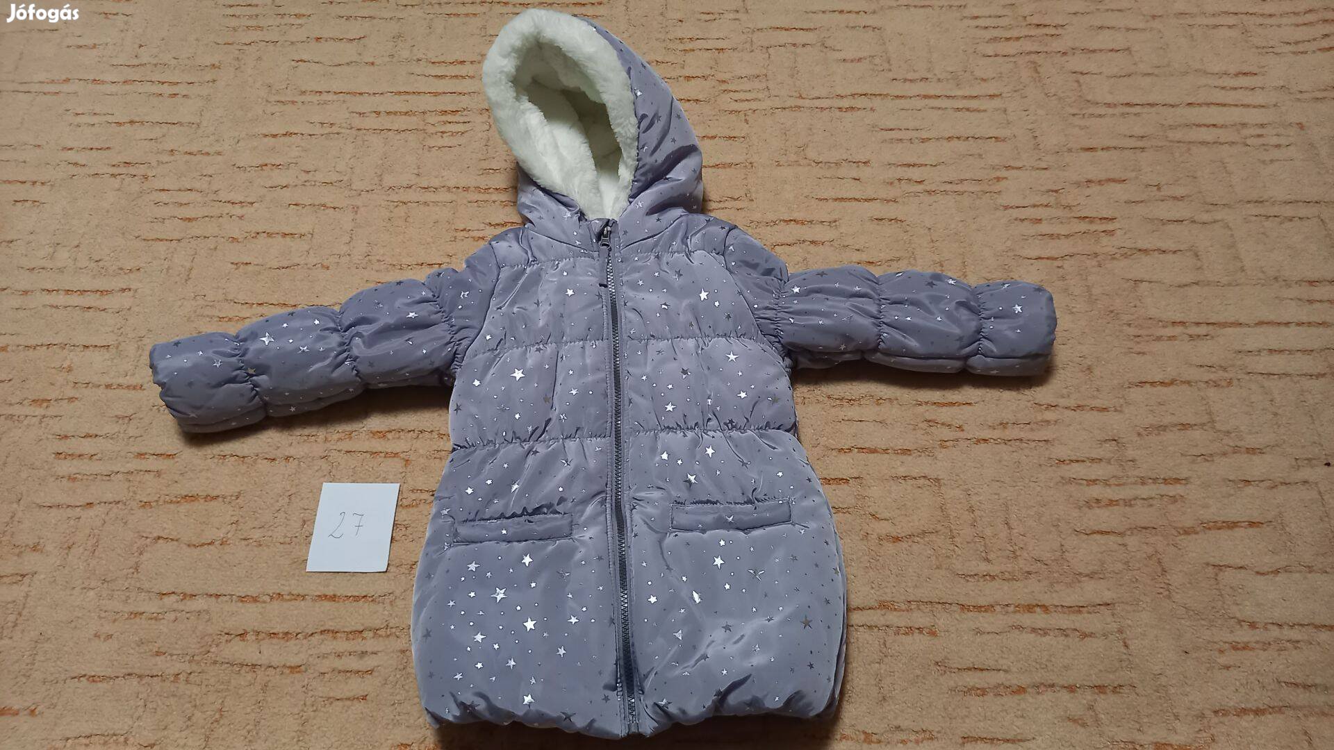 104-es lányos ezüst csillogós gyerek téli kabát újszerű Pepco 104 lány