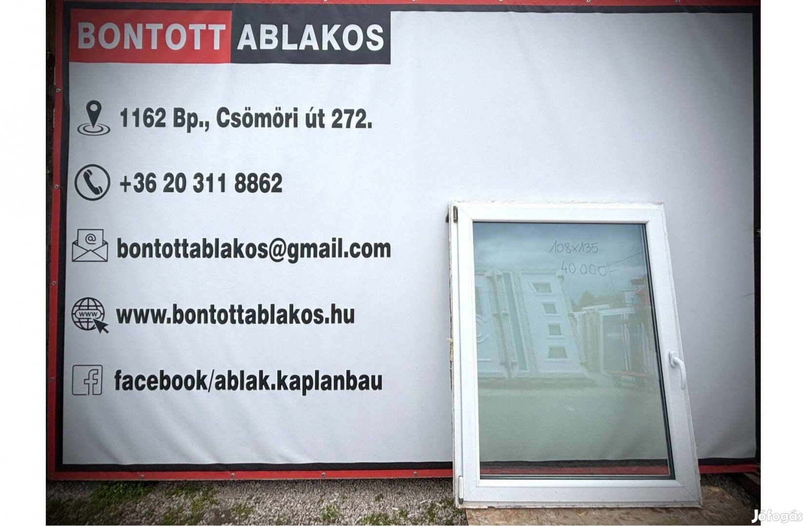 108x135 cm méretű bontott egyszárnyas bukó-nyíló ablak