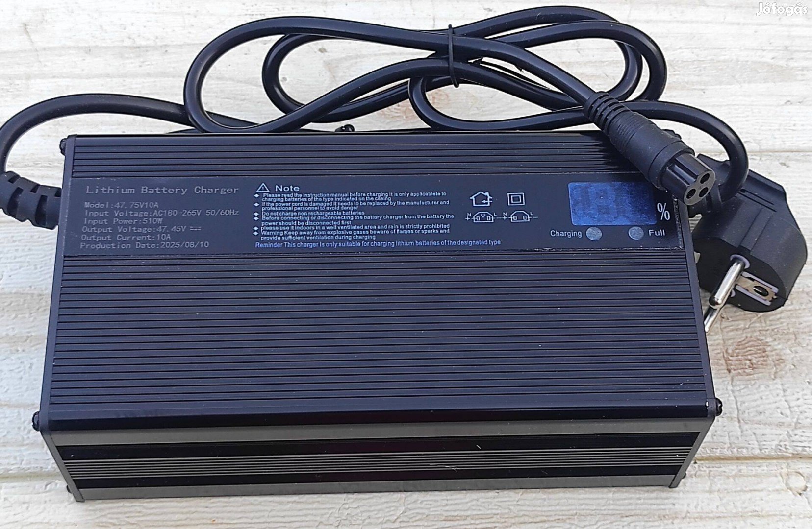 10A, 47.45V, 510W 13S Lifepo4 akkutöltő, töltöttségi szint