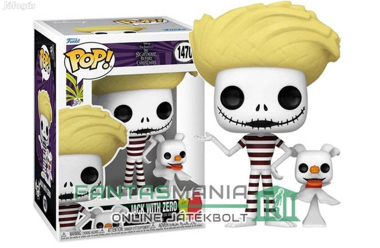 10 cm Funko POP 1470 Karácsonyi Lidárcnyomás Jack Skellington kutyával