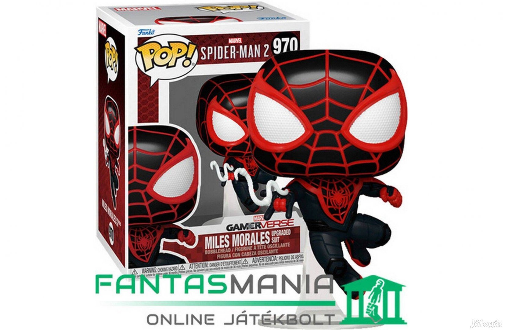 10 cm Funko POP 970 Pókember: Miles Morales figura fekete ruhában