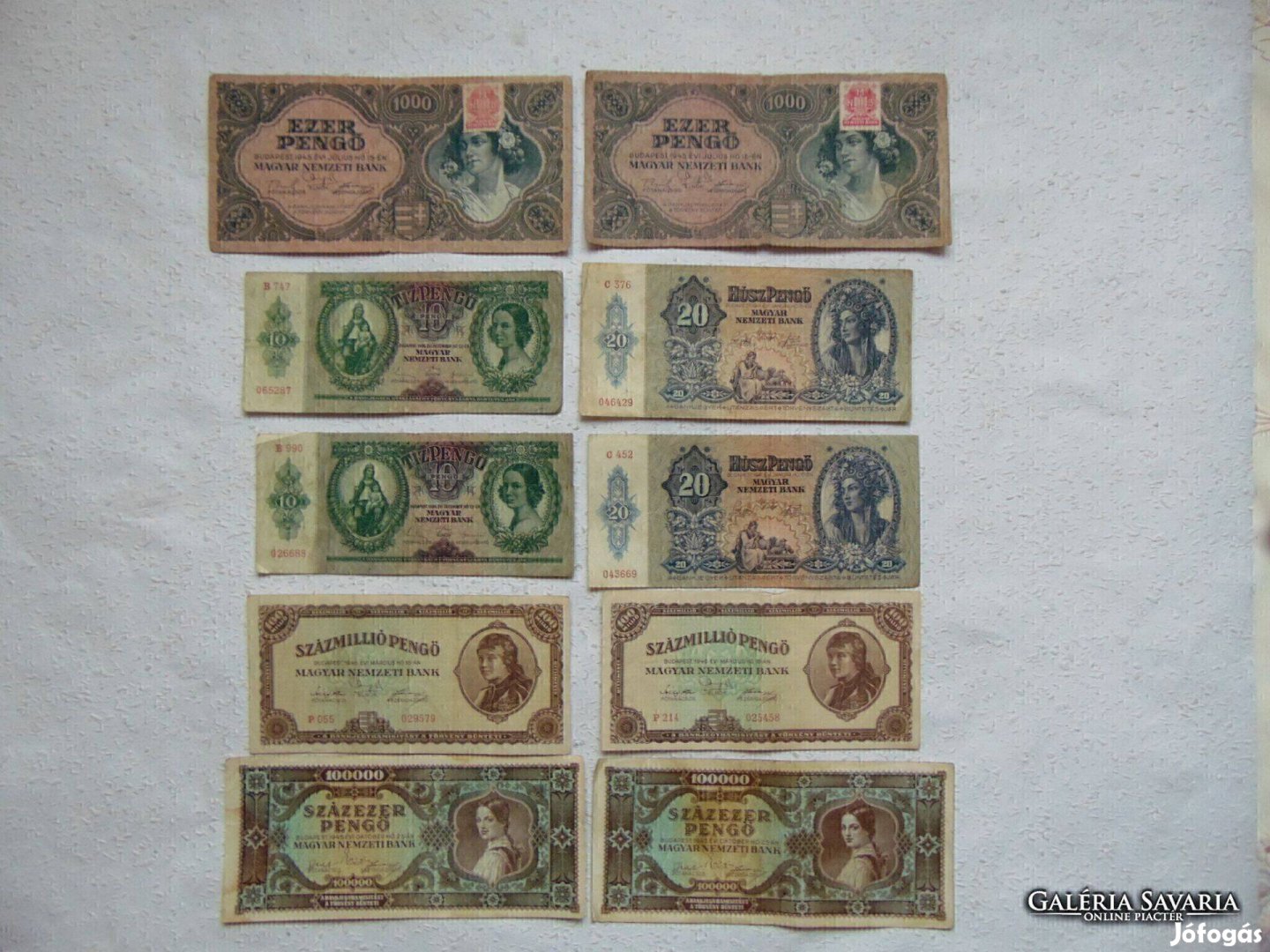 10 darab pengő bankjegy LOT ! Tartásfok F - VF 01 Kép