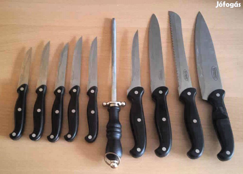 10 darabos késkészlet, Bohmann rozsdamentes acél, méret