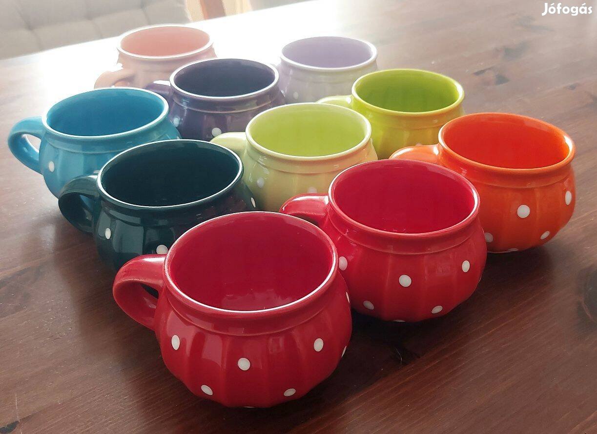 10 db 4 dl-es pöttyös bögre - egyenként is