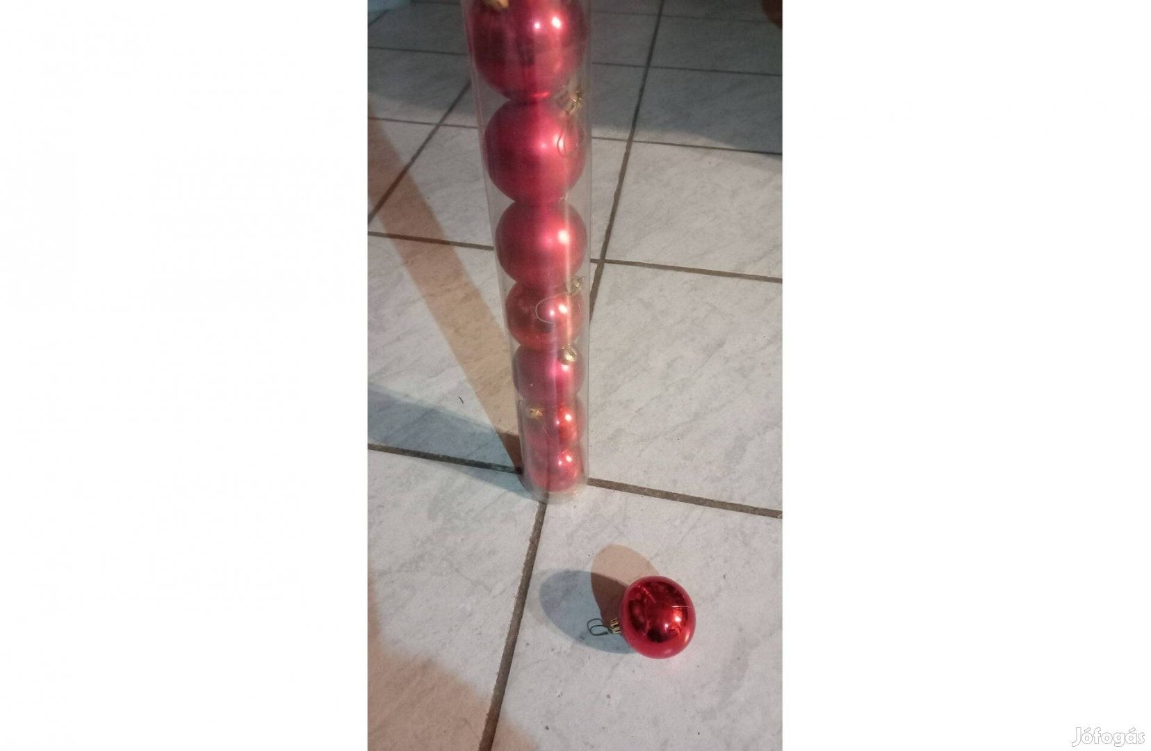 10 db Piros karácsonyi gömb dísz 6 cm - Új