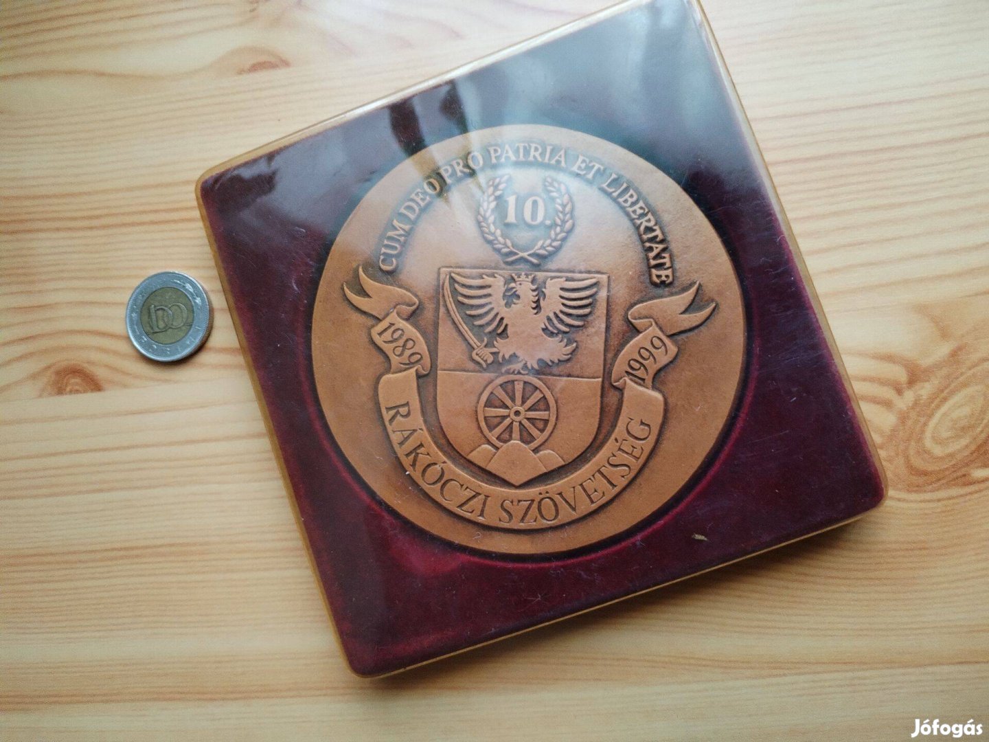 10 éves jubileumi plaketje Rákóczi Szövetség 1989-1999 doboz