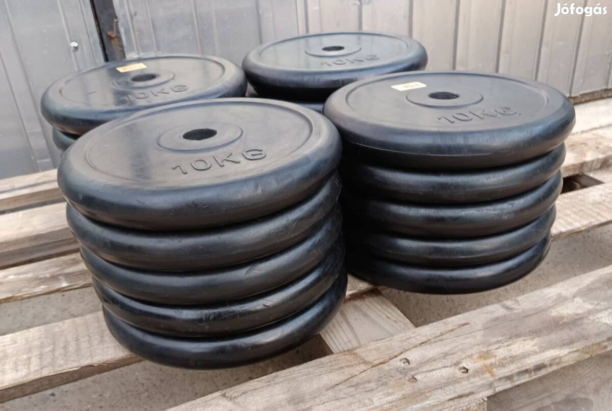 10 kg-os gumírozott súlyzó tárcsák 31 mm-es furattal 