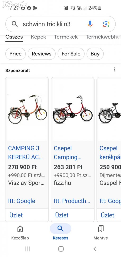 10 km-es,150 ezerrel új ára alatt!! Schwinn camping 3 kerekű.