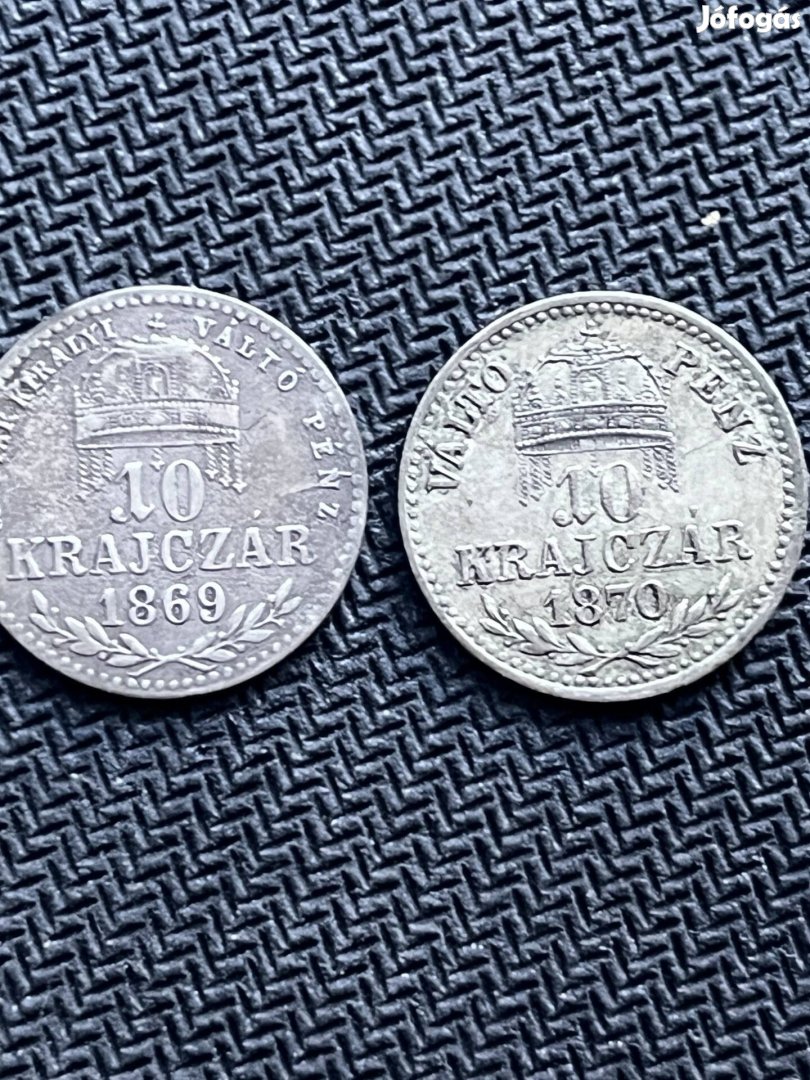 10 krajczár 1869-1870 ezüst pénzérmék